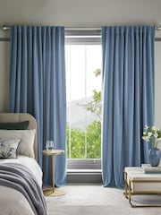 Light Blue Sumptuous Velvet Hidden Tab Top Lined Curtains - Image 2 of 6