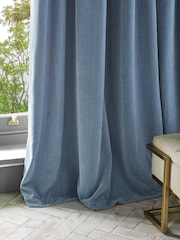 Light Blue Sumptuous Velvet Hidden Tab Top Lined Curtains - Image 4 of 6
