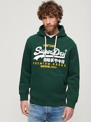 Superdry Enamel Green Vintage Logo Hoodie - Image 1 of 8