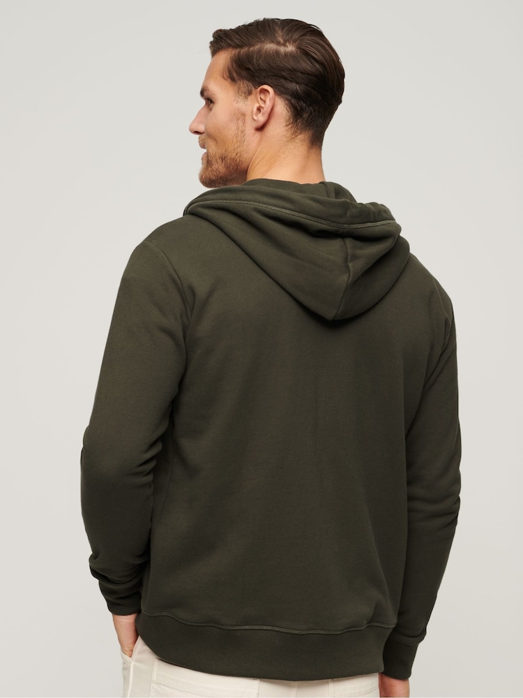 Superdry Dark Green Essential Logo Zip-Up Hoodie - Image 2 of 6