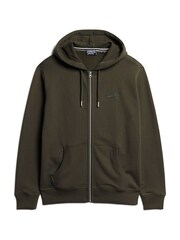 Superdry Dark Green Essential Logo Zip-Up Hoodie - Image 4 of 6