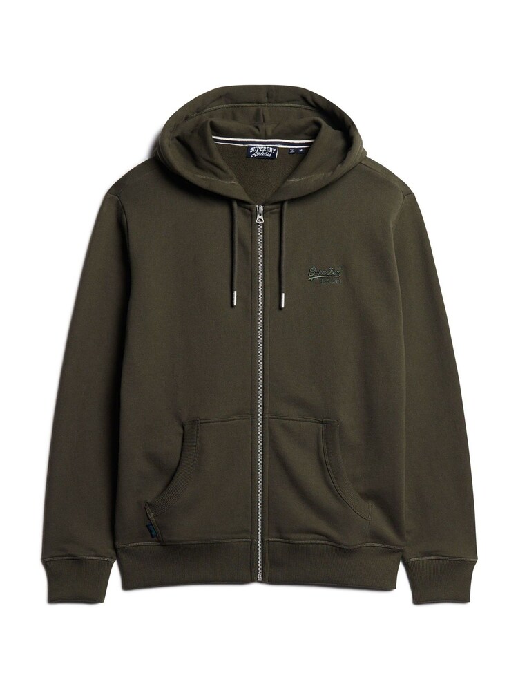 Superdry Dark Green Essential Logo Zip-Up Hoodie - Image 4 of 6