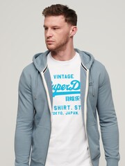 Superdry Light Blue Essential Logo Zip-Up Hoodie - Image 1 of 1