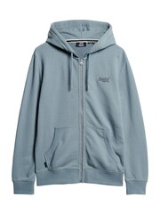 Superdry Light Blue Essential Logo Zip-Up Hoodie - Image 4 of 6