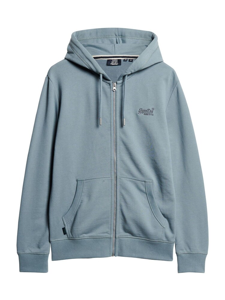 Superdry Light Blue Essential Logo Zip-Up Hoodie - Image 4 of 6