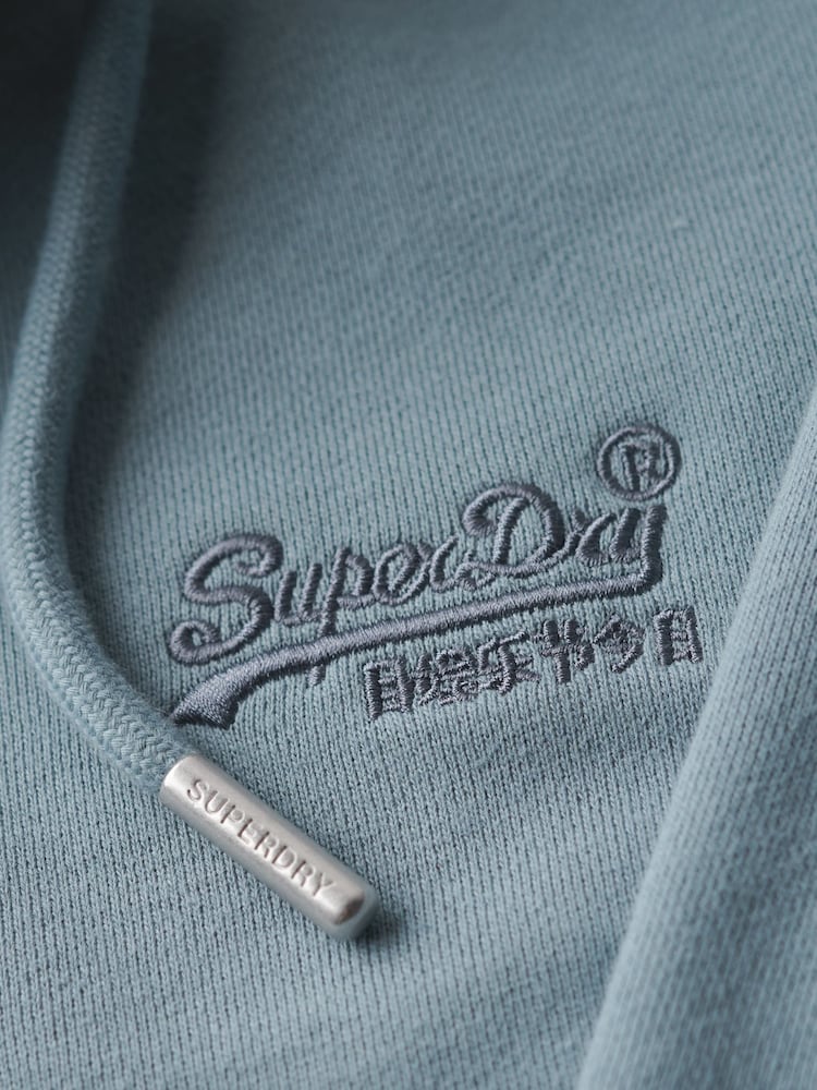 Superdry Light Blue Essential Logo Zip-Up Hoodie - Image 6 of 6