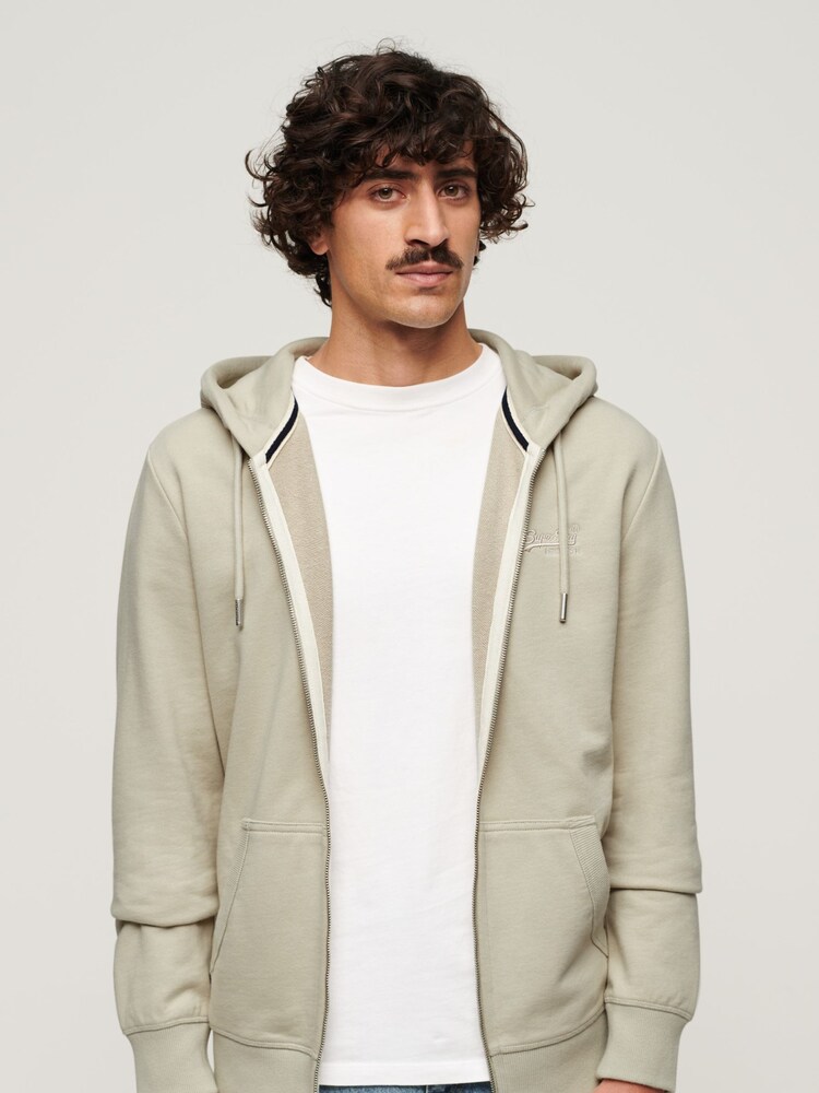 Superdry Cream Essential Logo Zip-Up Hoodie - Image 1 of 1