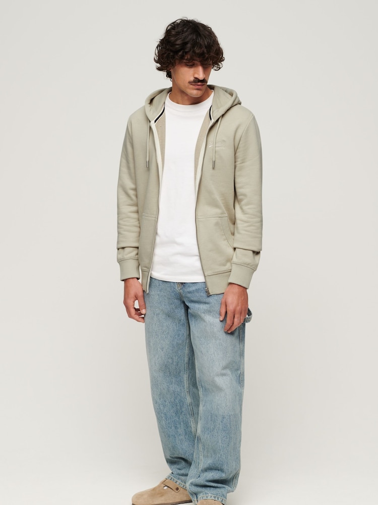 Superdry Cream Essential Logo Zip-Up Hoodie - Image 3 of 6