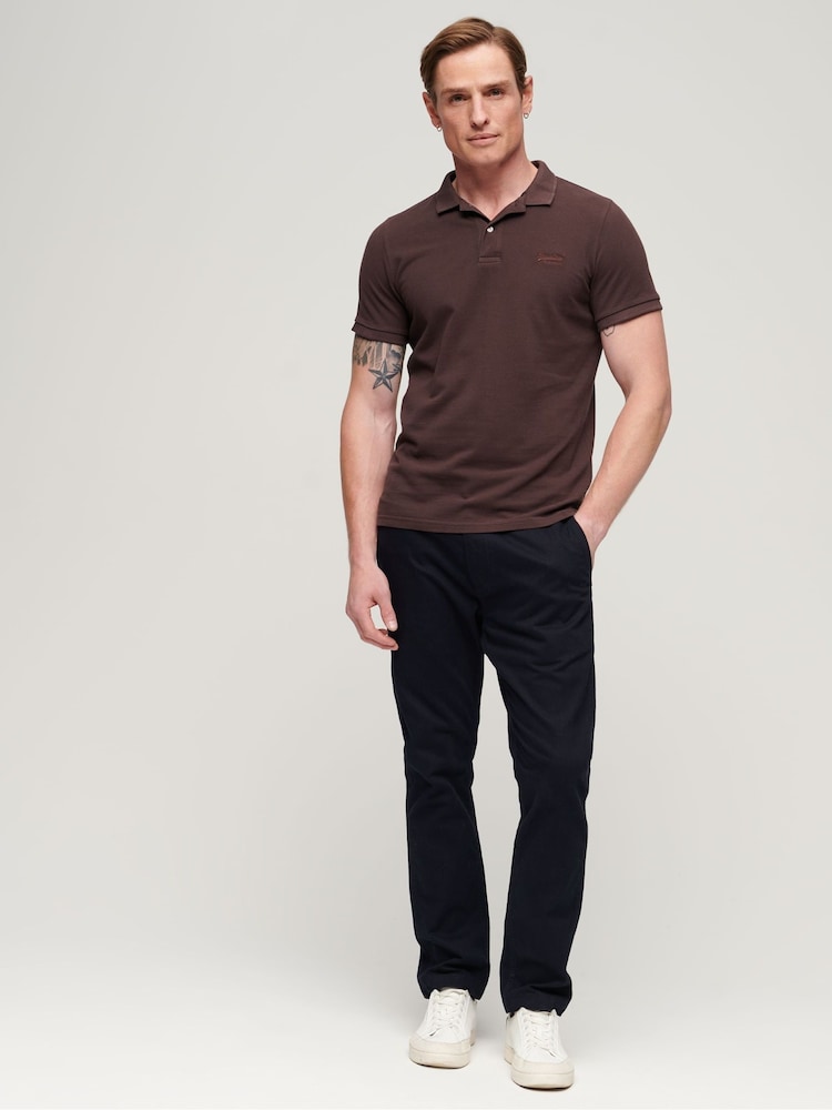 Superdry Brown Vint Destroy Polo Shirt - Image 2 of 6