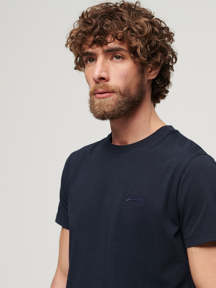 Superdry Navy Essential Logo Embroidery T-Shirt - Image 2 of 6
