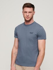 Superdry Dark Blue Essential Logo Embriodery T-Shirt - Image 1 of 5