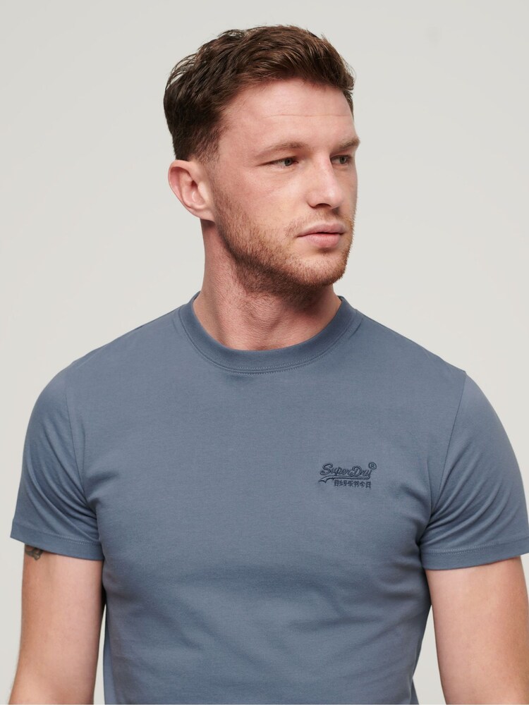 Superdry Dark Blue Essential Logo Embriodery T-Shirt - Image 2 of 5