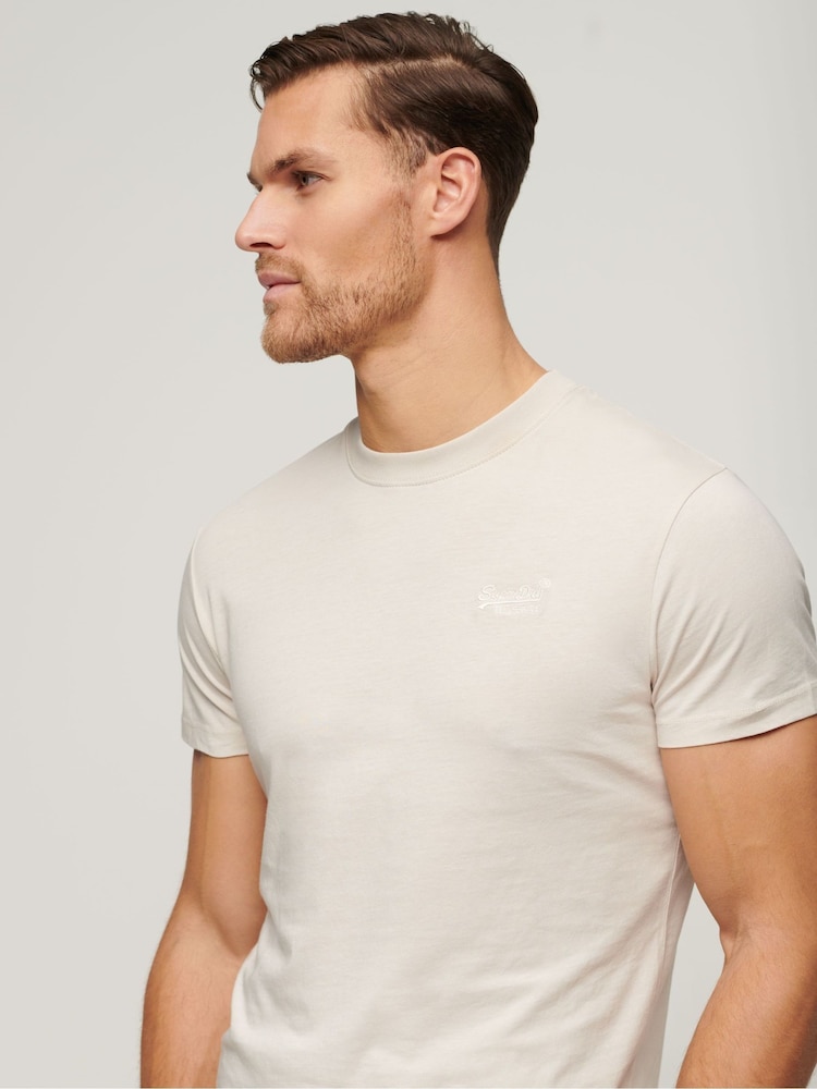 Superdry Cream Essential Logo Embriodery T-Shirt - Image 2 of 6