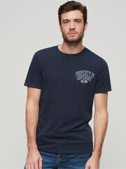 Superdry Blue Athletic College Graphic T-Shirt - Image 1 of 6