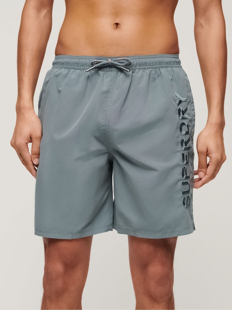 Superdry Grey Sport Graphic 17 Inch Swim Shorts - Image 1 of 7