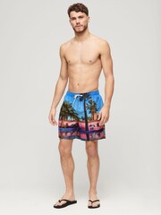 Superdry Blue Photographic 17” Swim Shorts - Image 2 of 7