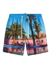 Superdry Blue Photographic 17” Swim Shorts - Image 4 of 7