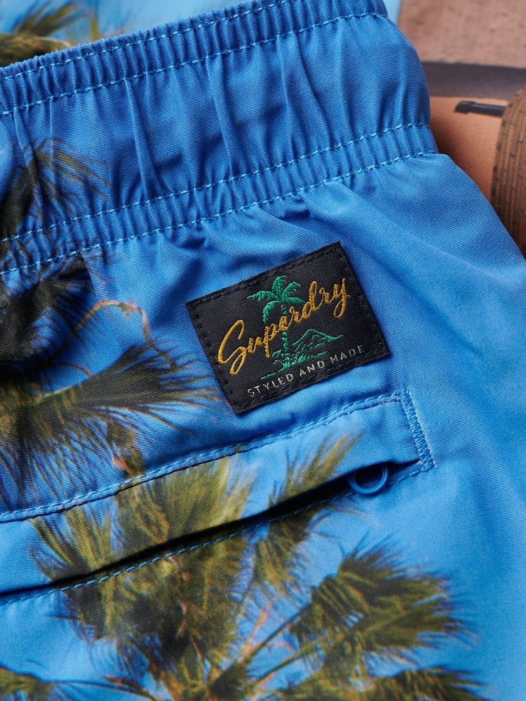 Superdry Blue Photographic 17” Swim Shorts - Image 7 of 7 Superdry Blue Photographic 17” Swim Shorts - Image 7 of 7