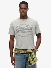 Superdry Grey Classic Vl Heritage 100% Cotton T-Shirt - Image 1 of 1