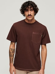 Superdry Brown Contrast Stitch Pocket T-Shirt - Image 1 of 7