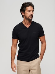 Superdry Black Chrome 100% Cotton Vintage Logo Emb V-Neck T-Shirt - Image 1 of 6
