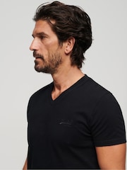 Superdry Black Chrome 100% Cotton Vintage Logo Emb V-Neck T-Shirt - Image 3 of 6