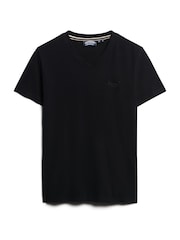 Superdry Black Chrome 100% Cotton Vintage Logo Emb V-Neck T-Shirt - Image 4 of 6