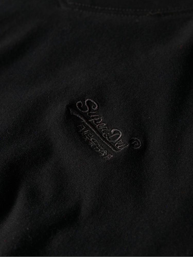 Superdry Black Chrome 100% Cotton Vintage Logo Emb V-Neck T-Shirt - Image 6 of 6