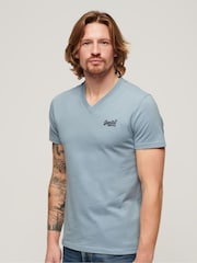 Superdry Blue Vintage Logo Emb V-Neck T-Shirt - Image 1 of 7