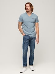 Superdry Blue Vintage Logo Emb V-Neck T-Shirt - Image 2 of 7