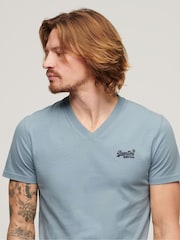Superdry Blue Vintage Logo Emb V-Neck T-Shirt - Image 3 of 7