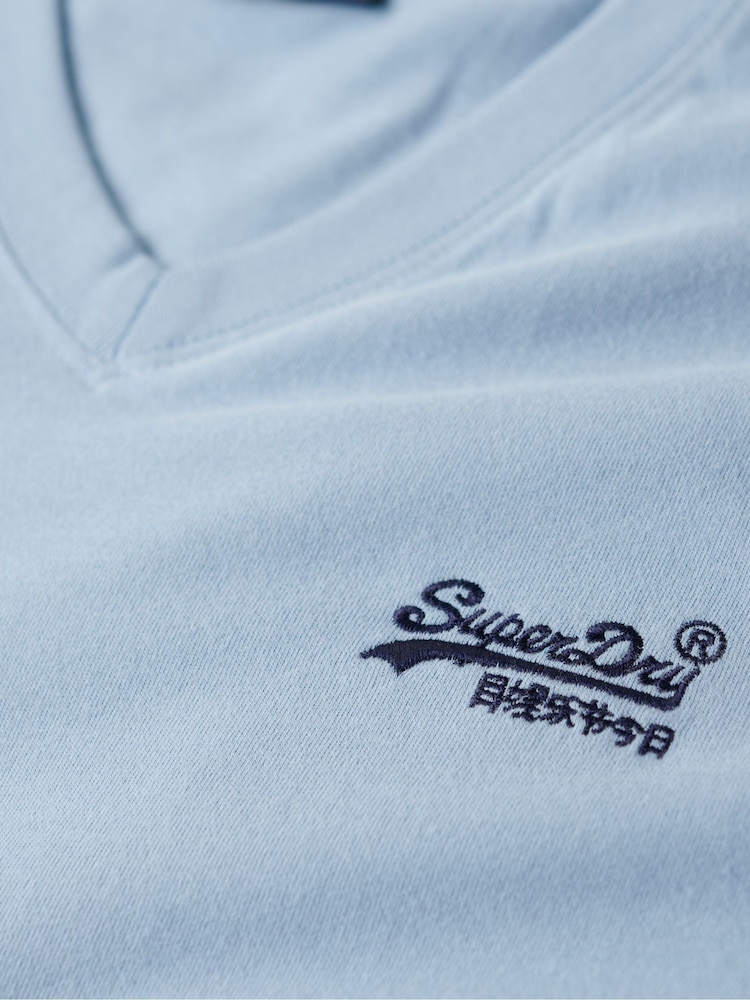 Superdry Blue Vintage Logo Emb V-Neck T-Shirt - Image 7 of 7