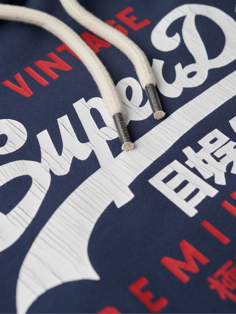 Granatowy - Superdry Vintage Logo Hoodie - Image 6 of 7