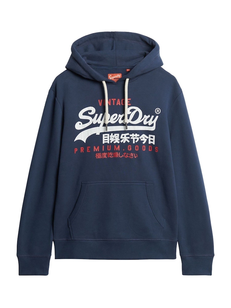 Superdry Navy Blue Vintage Logo Hoodie - Image 7 of 7