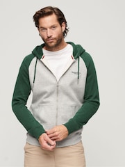Superdry White Gray Essential Baseball Zip-Up Hoodie - Image 1 of 6