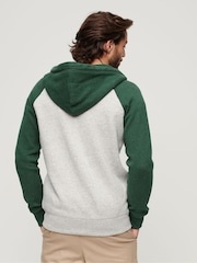 Superdry White Gray Essential Baseball Zip-Up Hoodie - Image 2 of 6