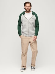 Superdry White Gray Essential Baseball Zip-Up Hoodie - Image 3 of 6