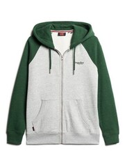 Superdry White Gray Essential Baseball Zip-Up Hoodie - Image 4 of 6
