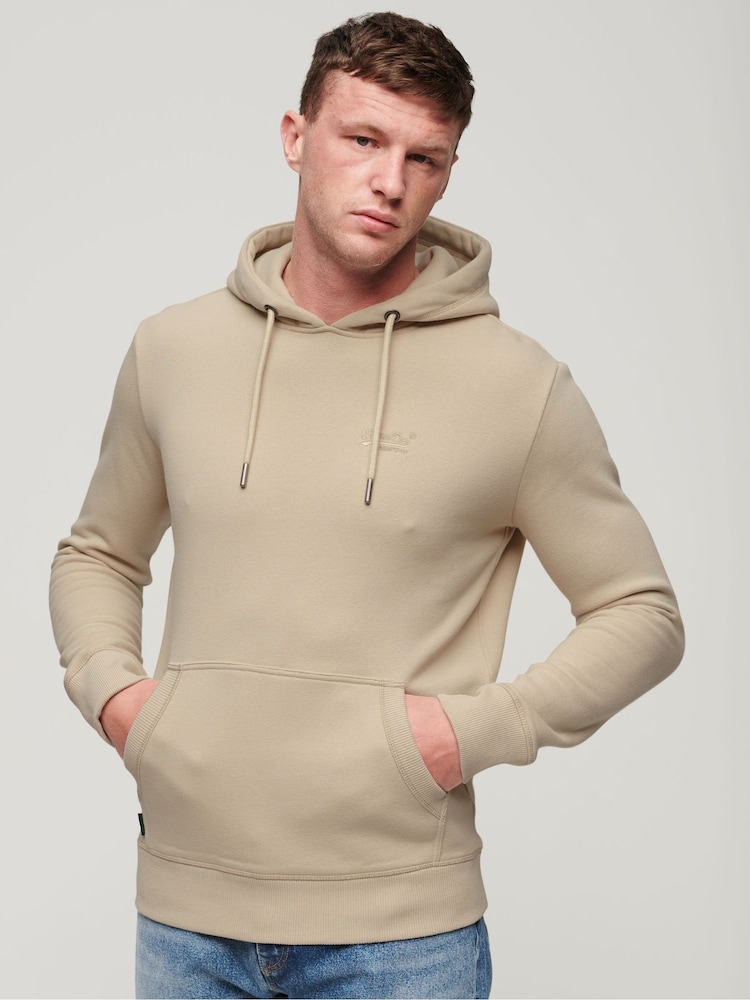 Superdry Light Stone Beige Essential Logo Hoodie - Image 1 of 3