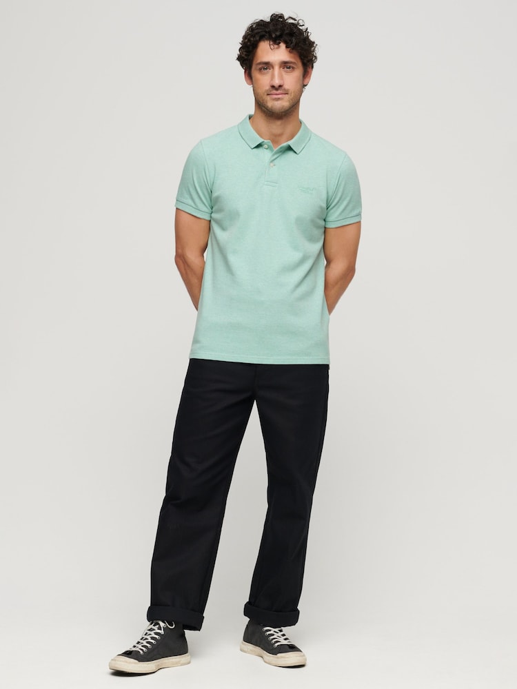 Superdry Mint Green Classic Pique 100% Cotton Polo Shirt - Image 2 of 7