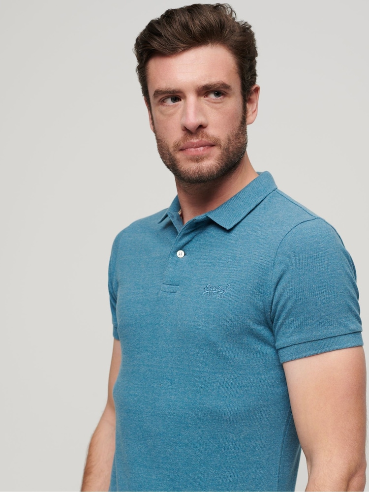Superdry Teal Blue Classic Pique Polo Shirt - Image 1 of 6