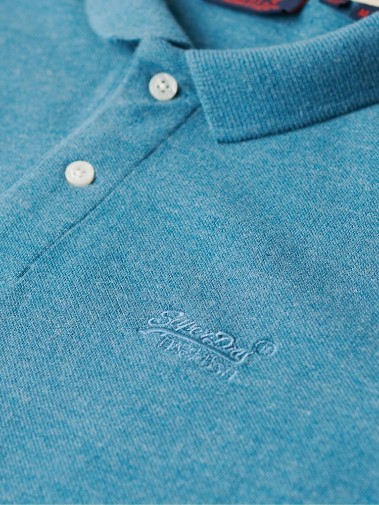 Superdry Teal Blue Classic Pique Polo Shirt - Image 6 of 6