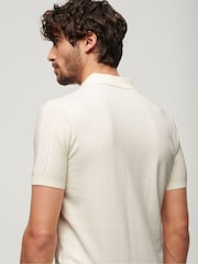 Superdry White 100% Cotton Short Sleeve Knitted Polo Shirt - Image 2 of 7