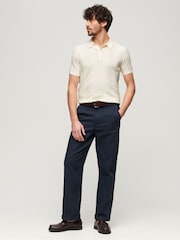 Superdry White 100% Cotton Short Sleeve Knitted Polo Shirt - Image 3 of 7