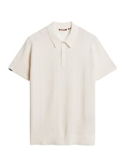 Superdry White 100% Cotton Short Sleeve Knitted Polo Shirt - Image 4 of 7