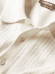 Superdry White 100% Cotton Short Sleeve Knitted Polo Shirt - Image 5 of 7