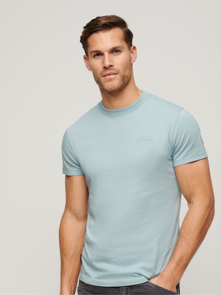 Світло-блакитний - Superdry Футболка з вишивкою з основним логотипом - Image 1 of 6