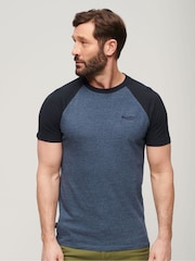Superdry Blue Essential Logo Baseball T-Shirt - Image 1 of 6