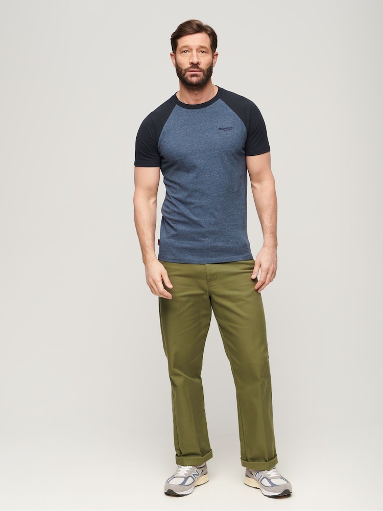 Superdry Blue Essential Logo Baseball T-Shirt - Image 2 of 6