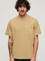 Superdry Brown Light Contrast Stitch Pocket T-Shirt - Image 1 of 6